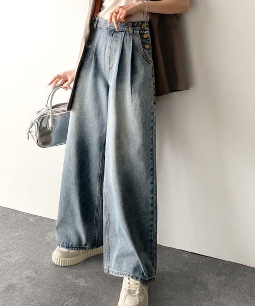 ELFSACK ジーパン ハイウエスト レギュラーストレート ワイド classicalelf ジーンズ デニム デニムパンツ マストアイテム