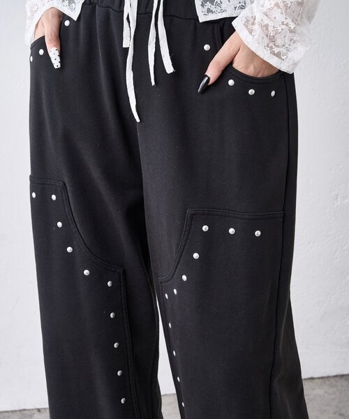 WHO'S WHO gallery スウェットパンツ ジャージ スタッズ裏毛デザイン