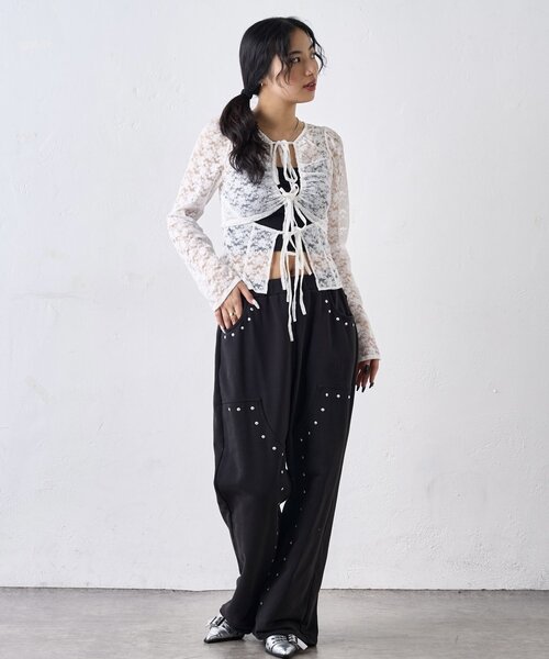 WHO'S WHO gallery スウェットパンツ ジャージ スタッズ裏毛デザイン