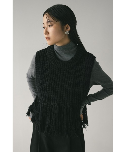 ビアズリー　ミックス糸混ボックス型ニットベスト　フリーサイズ　美品✨ ビアズリー ミックス糸混ボックス型ニットベスト フリーサイズ