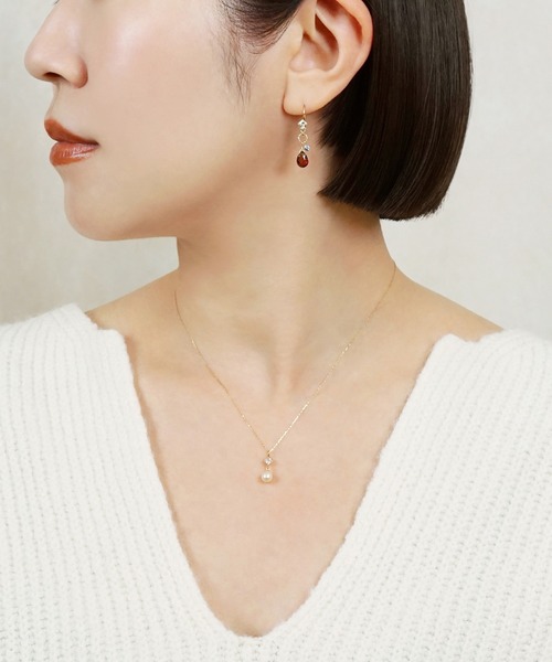 TAKE-UP（テイクアップ） ピアス 「 Palette」K10 ガーネット しずく