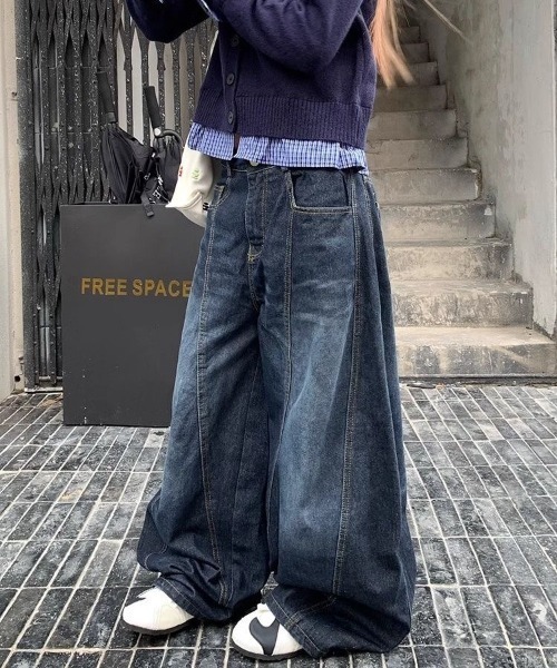 SHEENA（シーナ） ワイドパンツ ジーンズ デニム デニムパンツ バック