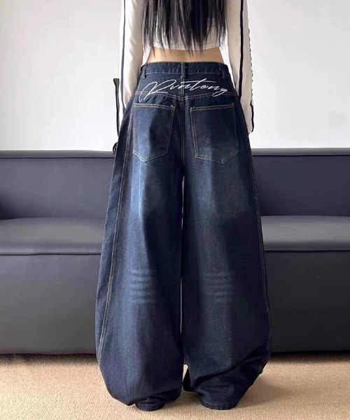 SHEENA（シーナ） ワイドパンツ ジーンズ デニム デニムパンツ バック