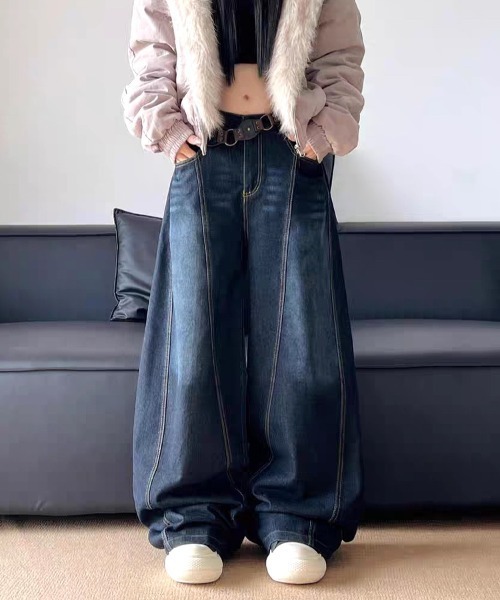 SHEENA（シーナ） ワイドパンツ ジーンズ デニム デニムパンツ バック