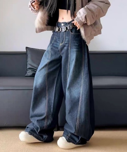 SHEENA（シーナ） ワイドパンツ ジーンズ デニム デニムパンツ バック