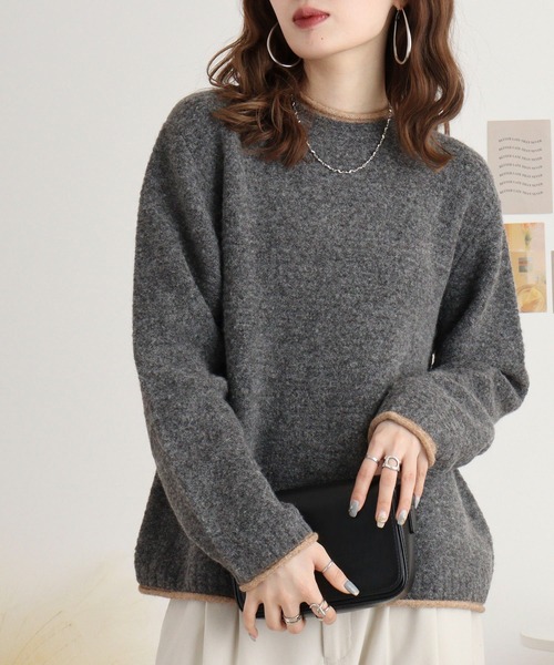 ニット セーター BRODIAEA ガーター編み配色ニット レディース