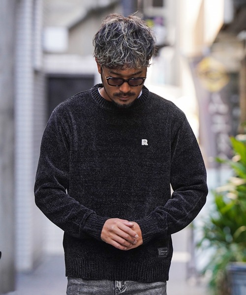 アダムスジャグラーRTEG フリース クルーネックセーター ブラックL size adamsJUGGLER（アダムスジャグラー） セーター ニット RTEG.ニコ＆R