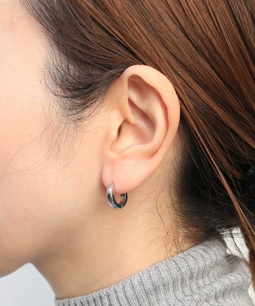  ☆ロゴ フープ ピアス Geometric Essentials シルバー フープピアス パールチャーム GP（ピアス