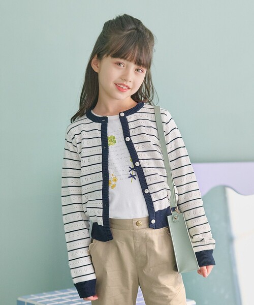 カーディガン 「110-140cm」フラワーアイレット キッズ 子供服 女の子
