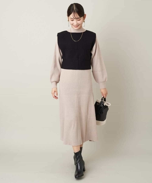 「a.v.v」 ニットワンピース 40 ベージュ レディース_画像7