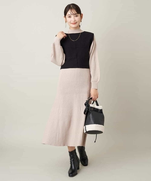 「a.v.v」 ニットワンピース 40 ベージュ レディース_画像8