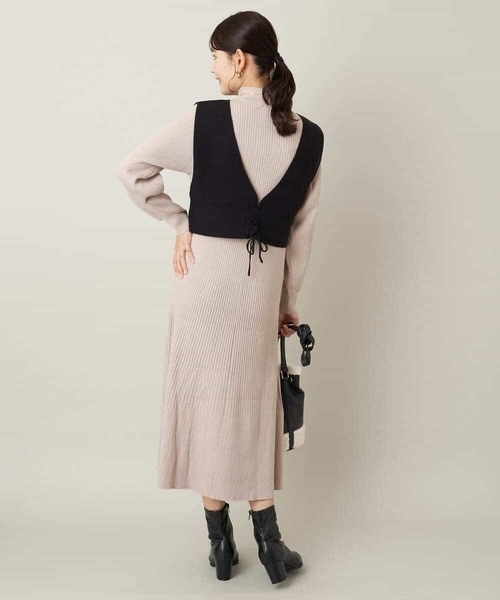 「a.v.v」 ニットワンピース 40 ベージュ レディース_画像9