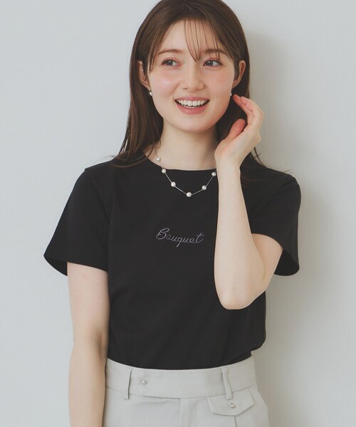 tシャツ 落書き刺繍Tシャツ「洗濯機で洗える」 レディース index tシャツ ワンポイントロゴ刺繍Tシャツ「UV/接触冷感/洗濯