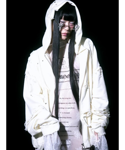 neith. Rose Crush Hoodie(White) ダメージパーカー neith.⁄ネイス