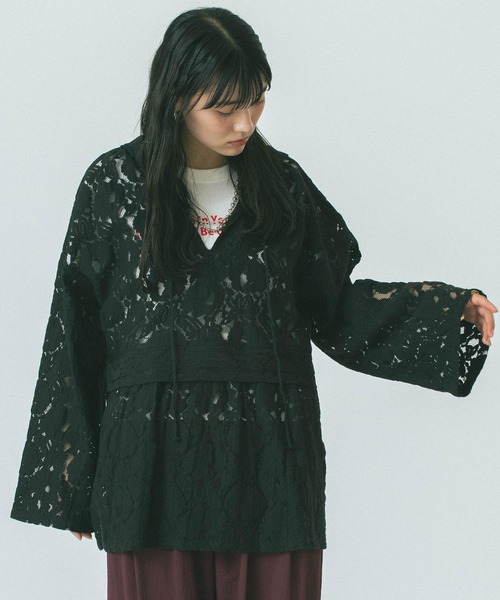ブラウス シャツ LACE HOODIE レディース