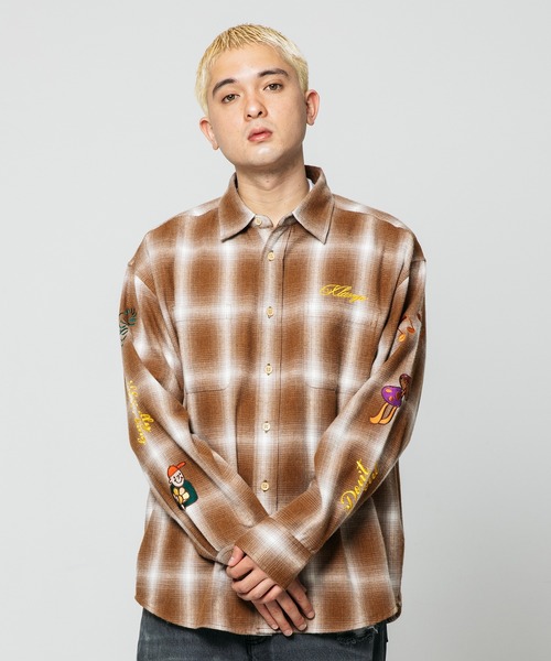 XLARGE（エクストラ ラージ） 長袖ネルシャツ X-LARGE ブラウン メンズ