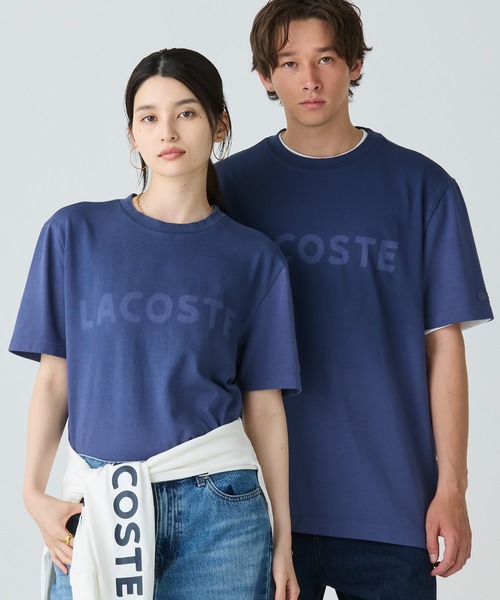 LACOSTE tシャツ グラデーション ステンシルブランドネームロゴT