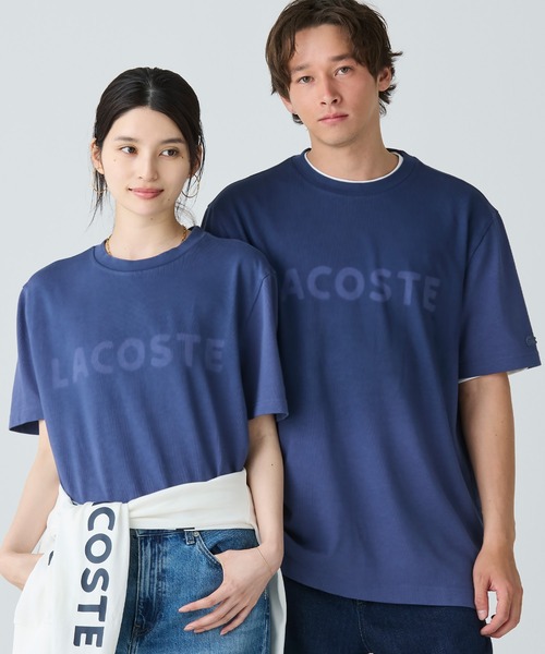 LACOSTE tシャツ グラデーション ステンシルブランドネームロゴT