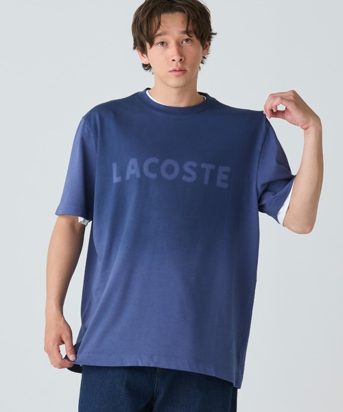 スタイリッシュな【LACOSTE】ショルダー ロゴ Tシャツ 24SS新作 LACOSTE tシャツ グラデーション ステンシルブランドネームロゴT