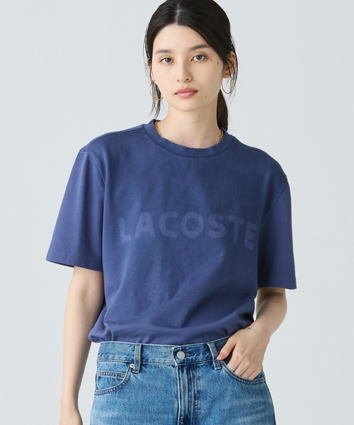 LACOSTE tシャツ グラデーション ステンシルブランドネームロゴT