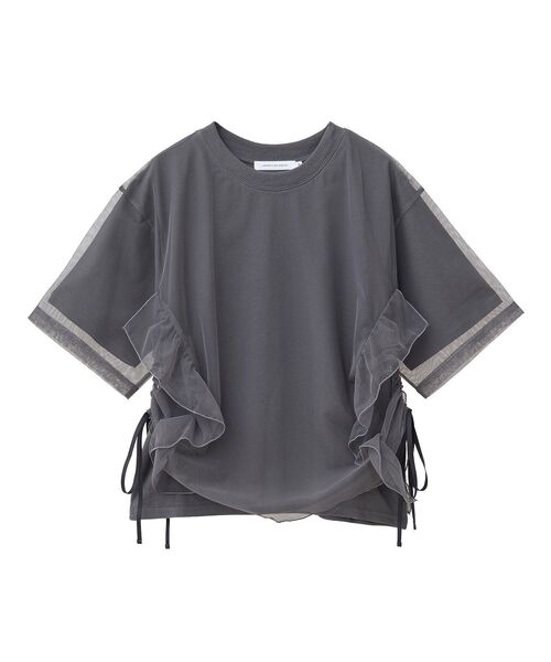 AMERICAN HOLIC tシャツ チュールレイヤードドロストトップス