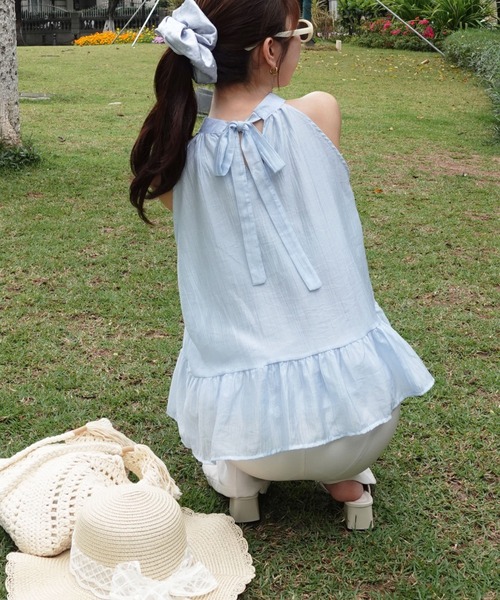 unnu（ユヌ） ブラウス シャツ 夏 ホルターネック シフォンブラウス