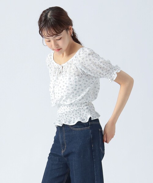 tシャツ 2way フラワー プリント プルオーバー レディース