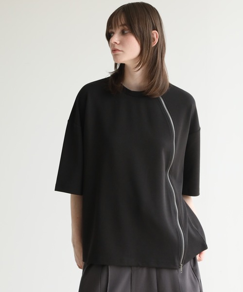 L.V..N. 売れ筋商品|||エル.ヴィー..エヌ. Tシャツ トップス レディース Tops Black ELLUV tシャツ 「ELLUV/エルヴ」クリアジョーゼット ラウンド
