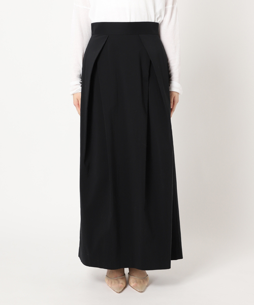plage 黒 フレアロングスカート 34 plage スカート 「追加」Washable Fibril ロングスカート