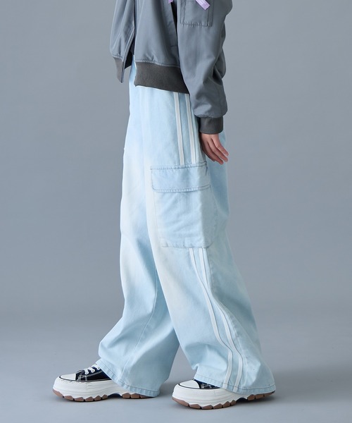 BISKEE ワイドパンツ パンツ サイドラインデニムパンツ キッズ 子供服