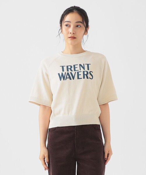 ニット セーター 半袖 ロゴプリント ニット Tシャツ レディース