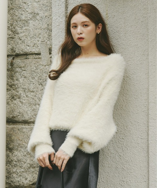 Olu.（オルドット） ニット セーター オフショルダーシャギーニット