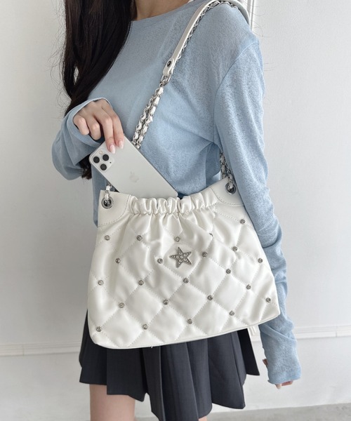 Loueme ショルダーバッグ バッグ スタービジューキルティングチェーン
