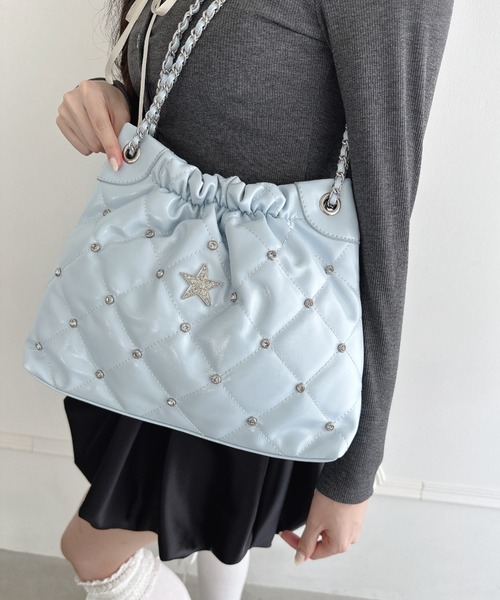 Loueme ショルダーバッグ バッグ スタービジューキルティングチェーン