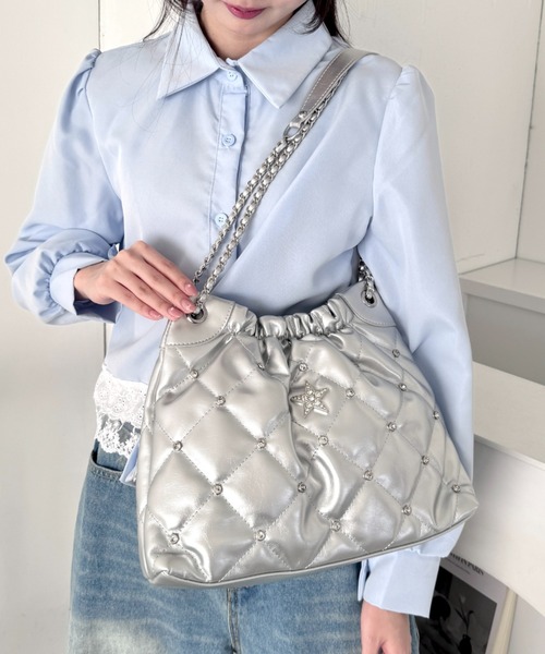 Loueme ショルダーバッグ バッグ スタービジューキルティングチェーン
