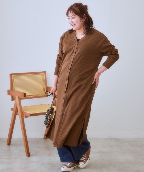 SMILELAND カーディガン 「大きいサイズ」ワンピースにもなる前後2WAY