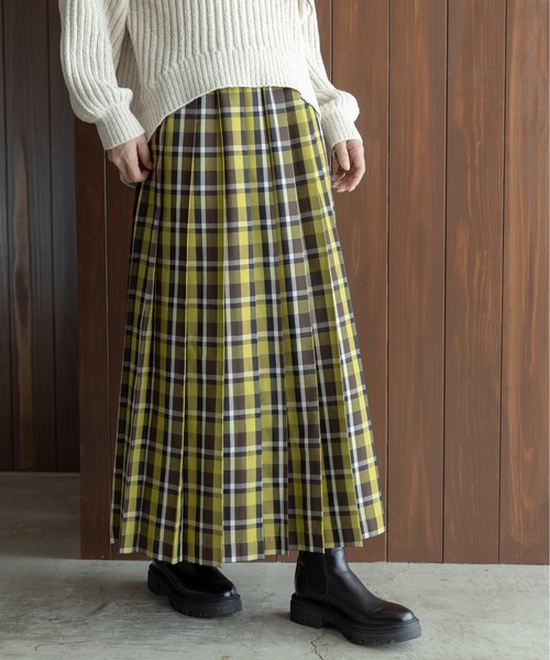 URBANRESEARCHSonnyLabel チェックプリーツイージースカート セール】『低身長向けも展開』チェックプリーツイージースカート