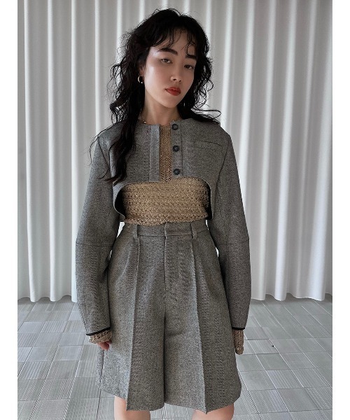 ジャケット ノーカラージャケット OVAL SCOOP BOLERO レディース | ELCHELE | 03