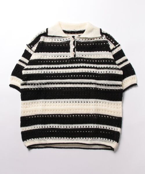 「aimoha」 半袖ニット - ブラック メンズ_画像3