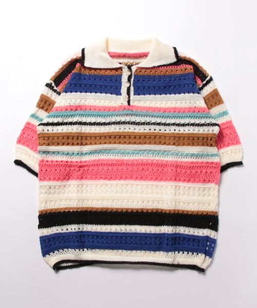 「aimoha」 半袖ニット - ブラック メンズ_画像4