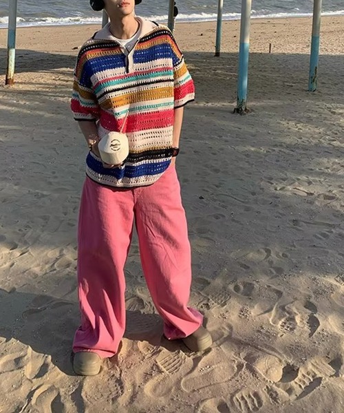 「aimoha」 半袖ニット - ブラック メンズ_画像7