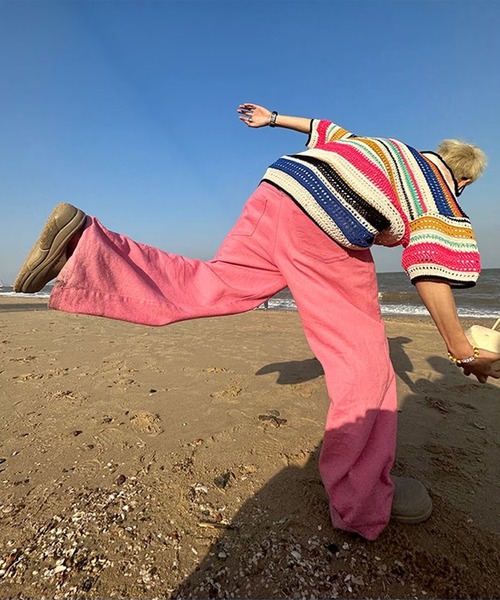 「aimoha」 半袖ニット - ブラック メンズ_画像9