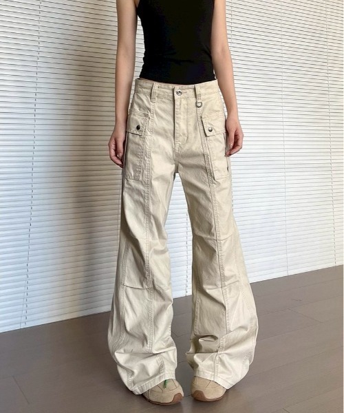 UP START カーゴパンツ 「LAMPOON」フレアカーゴパンツ レディース