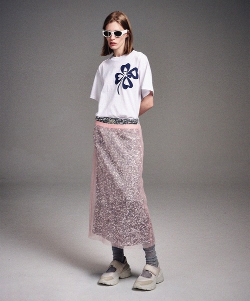 「Mardi Mercredi」 半袖Tシャツ FREE ホワイト×ネイビー レディース_画像3