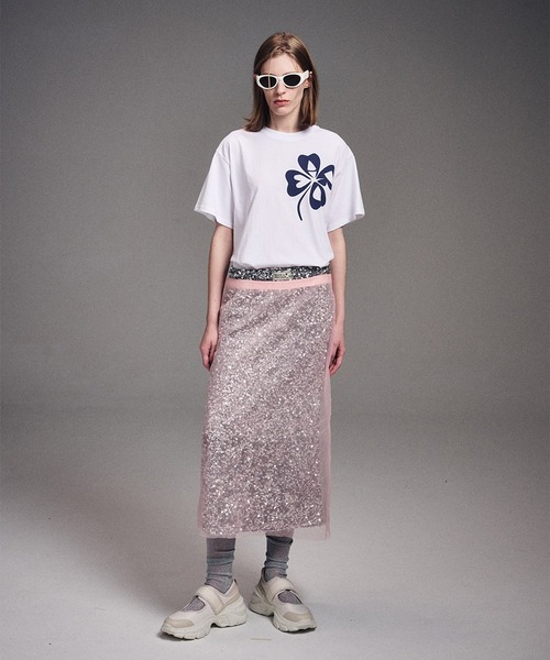 「Mardi Mercredi」 半袖Tシャツ FREE ホワイト×ネイビー レディース_画像5