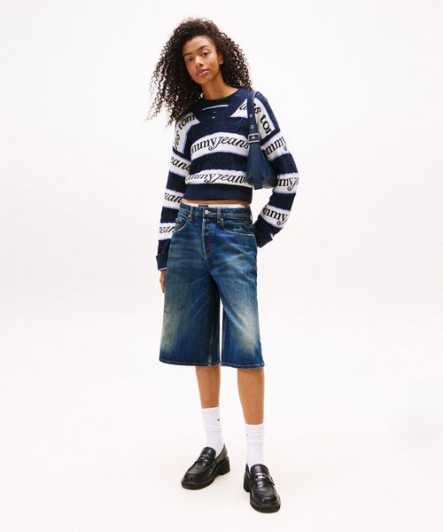 TOMMY JEANS（トミー・ジーンズ） ニット セーター ストライプロゴV