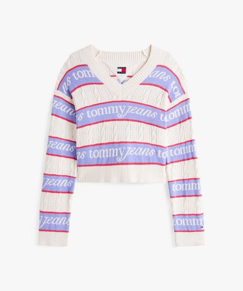 TOMMY JEANS（トミー・ジーンズ） ニット セーター ストライプロゴV 
