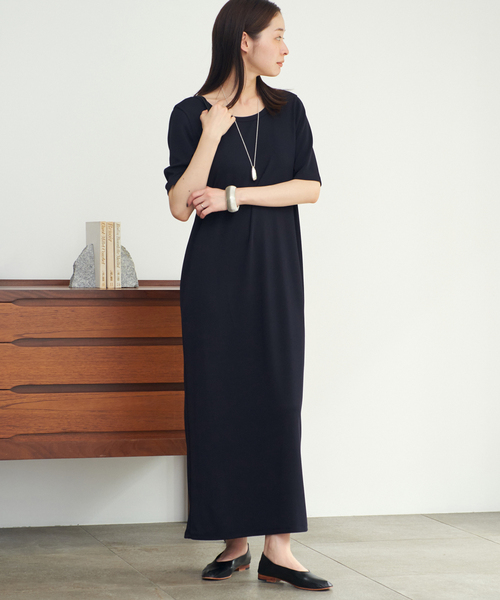 plageプラージュ Rib ハーフスリーブワンピース　リブ　ネイビー　38 完売品 plage プラージュ Rib ハーフスリーブワンピース 38 ネイビー