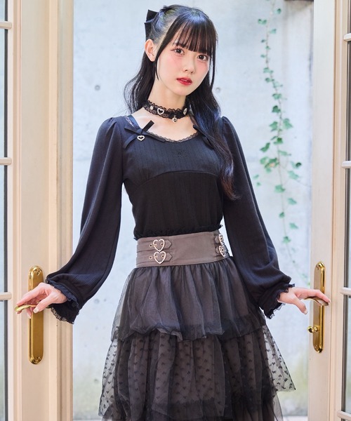 ROJITA（ロジータ） tシャツ デコルテリボンロゴトップス レディース