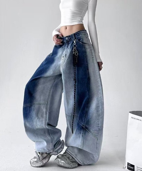 FreeZone ジーンズ ツートーンバルーンワイドデニムパンツ メンズ